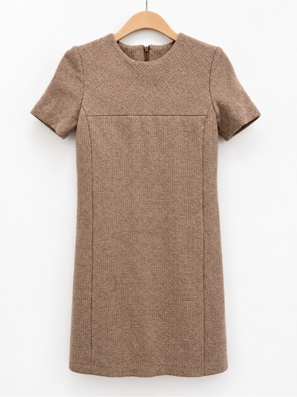 Wool Dress Approx. Size XS/S Brown Short Sleeve Sheath